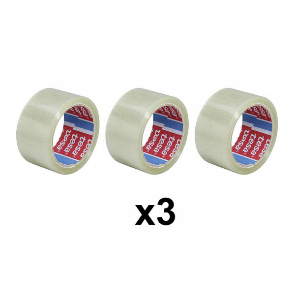 Lot de 3 rubans emballage adhésif transparent tesa 66m x 50mm