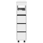 vidaXL Meuble étroit de salle de bain à roulettes blanc