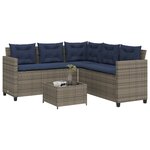 vidaXL Canapé de jardin avec table et coussins en forme de L gris