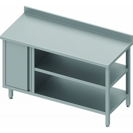 Table inox adossée - porte & 2 etagères - profondeur 700 - stalgast -  - acier inoxydable1100x700 x700xmm