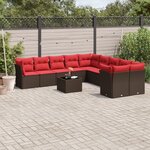 vidaXL Salon de jardin et coussins 11 Pièces marron résine tressée