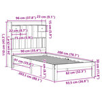 vidaXL Lit bibliothèque sans matelas 90x200 cm bois de pin massif