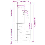 vidaXL Buffet haut Gris béton 69 5x34x180 cm Bois d'ingénierie