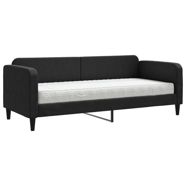 vidaXL Lit de jour avec matelas noir 80x200 cm tissu