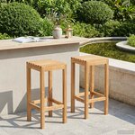 vidaXL Tabouret de bar 2 Pièces Naturel Bois de teck massif