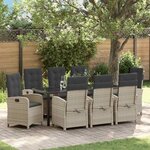 vidaXL Ensemble de salle à manger pour jardin 9 Pièces Gris clair