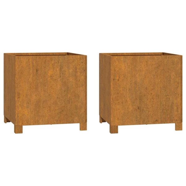 vidaXL Jardinières avec pieds 2 Pièces Rouillé 42x40x43 cm Acier corten