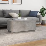 vidaXL Table basse avec lumières LED gris béton 90x50x40 cm