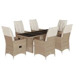 vidaXL Ensemble de bistro de jardin 7 Pièces coussins beige poly rotin