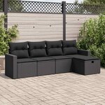 vidaXL Salon de jardin 5 Pièces avec coussins noir résine tressée