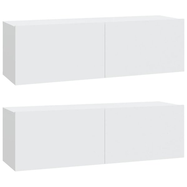vidaXL Meubles TV muraux 2 Pièces blanc 100x30x30 cm bois d'ingénierie