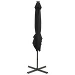vidaXL Parasol de jardin en porte-à-faux et mât et lumières LED noir