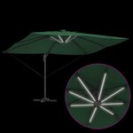 vidaXL Parasol déporté Roma avec LEDs Vert 352x251x265 cm en aluminium