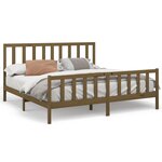 vidaXL Cadre de lit sans matelas marron miel 200x200cm bois pin massif