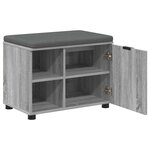vidaXL Banc d'entrée avec coussin Uni Gris Sonoma 60 x 38 x 46 cm