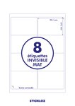 50 planches a4 - 8 étiquettes 99,1 mm x 67,7 mm autocollantes invisibles mat par planche pour tous types imprimantes - jet d'encre/laser/photocopieuse