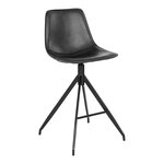 2 chaises de comptoir en cuir synthétique noir avec pieds noirs