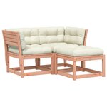 vidaXL Salon de jardin 3 Pièces avec coussins bois massif douglas