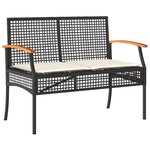vidaXL Banc de jardin avec coussin noir résine tressée et acacia