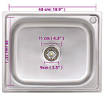 vidaXL Évier de camping Seul lavabo Acier inoxydable