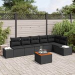 vidaXL Ensemble de canapé de jardin 7 Pièces Noir