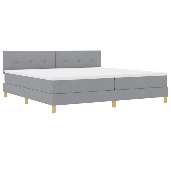vidaXL Lit boxspring avec matelas Gris clair 200 x 200 cm tissu
