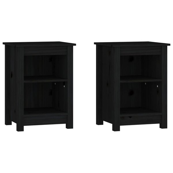 vidaXL Tables de chevet 2 Pièces Noir 40x35x55 cm Bois de pin solide