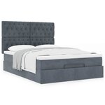 vidaXL Cadre de lit ottoman avec matelas gris foncé 140x200 cm velours