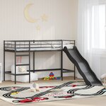 vidaXL Lit superposé pour enfants avec toboggan Noir et anthracite