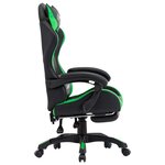 vidaXL Fauteuil de jeux vidéo avec repose-pied Vert et noir Similicuir