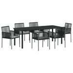 vidaXL Ensemble de salle à manger de jardin (7 pièces) avec coussins en noir  en poly rotin.
