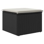 vidaXL Tabouret de jardin avec coussin noir 55x55x37 cm résine tressée