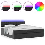 vidaXL Lit ottoman avec matelas & LED Noir 160x200cm similicuir