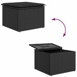 vidaXL Ensemble de canapé de jardin avec coussin 7 Pièces Noir Poly rotin