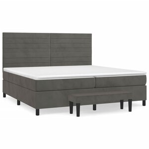 vidaXL Sommier à lattes de lit et matelas Gris foncé 200x200cm Velours