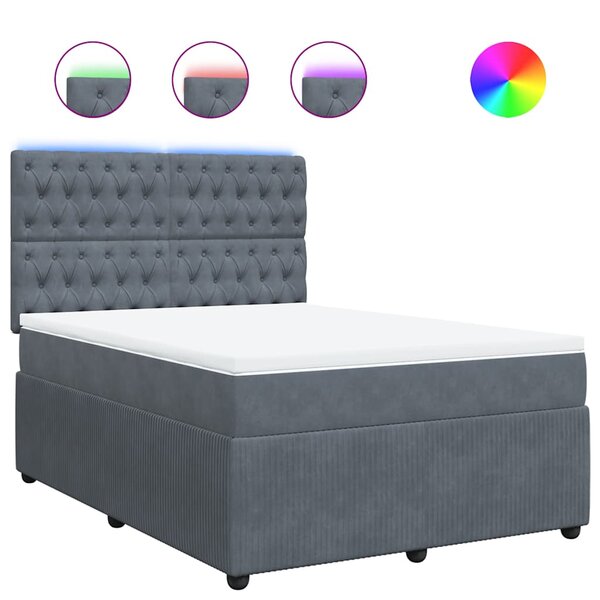 vidaXL Sommier à lattes de lit et matelas Gris foncé 160x200cm Velours