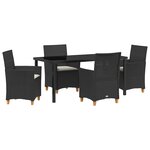 vidaXL Ensemble de salle à manger pour jardin 5 Pièces Noir polyrotin