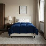 vidaXL Duvet d'hiver Matelassé Bleu foncé 135 x 220 cm Microfibre