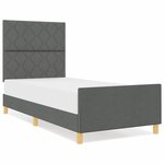 vidaXL Cadre de lit avec tête de lit Gris foncé 90 x 200 cm tissu