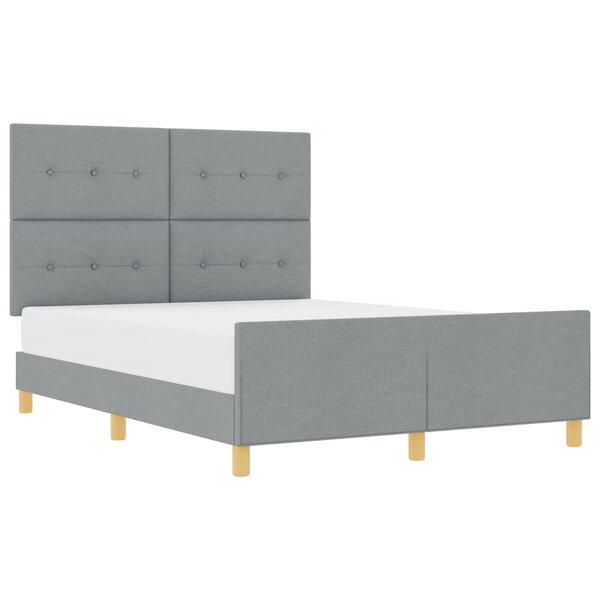 vidaXL Cadre de lit avec tête de lit Gris clair 160 x 200 cm tissu