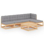 vidaXL Salon de jardin 6 Pièces avec coussins Bois de pin massif