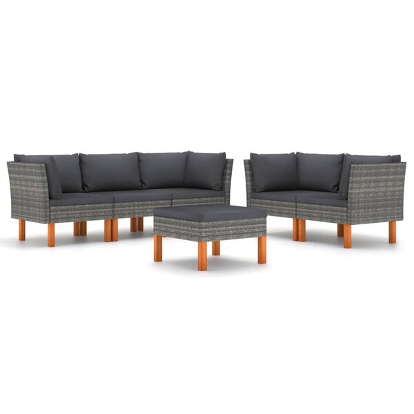 Salon de jardin meuble d'extérieur ensemble de mobilier 6 pièces avec coussins résine tressée gris 02_0016860
