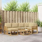 vidaXL Ensemble de canapés d'extérieur 7 Pièces Blanc et Beige