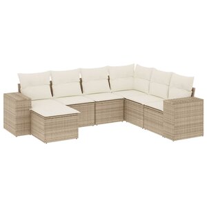 vidaXL Salon de jardin avec coussins 7 Pièces beige résine tressée