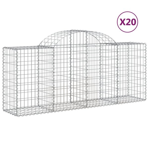 vidaXL Paniers à gabions arqués 20 Pièces 200x50x80/100 cm Fer galvanisé