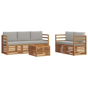 vidaXL Ensembles de canapés avec coussin 6 Pièces Gris Naturel et Clair