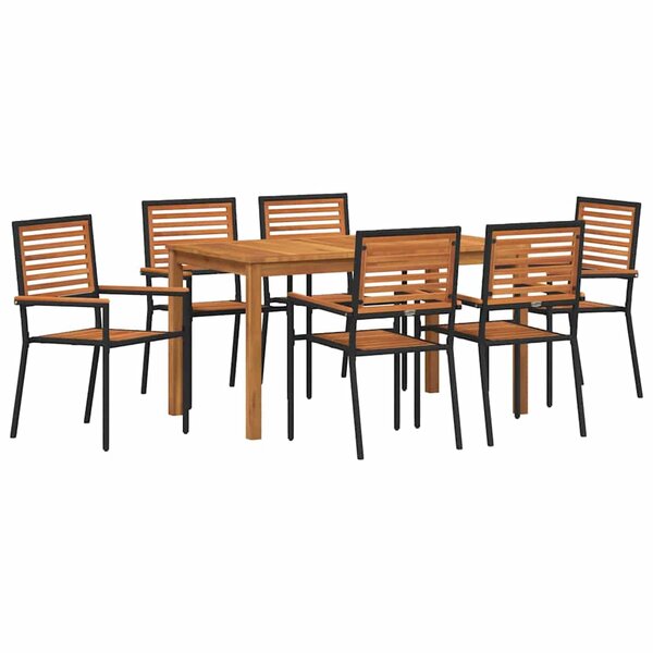 vidaXL Ensemble de salle à manger pour jardin 7 Pièces Noir Poly rotin