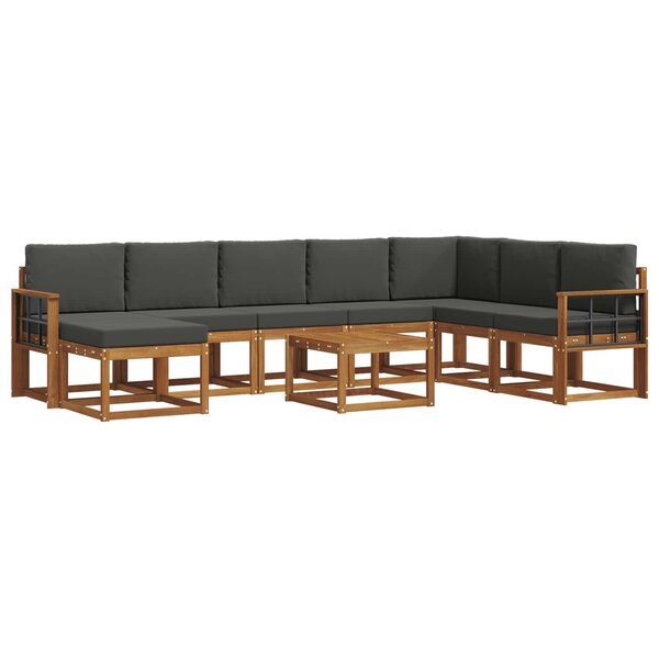 vidaXL Ensemble de canapés d'extérieur 9 pc Naturel et Anthracite