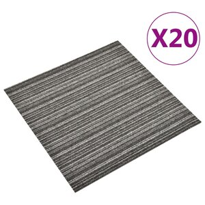 vidaXL Dalles de tapis de sol 20 Pièces 5 m² 50x50 cm Anthracite rayé