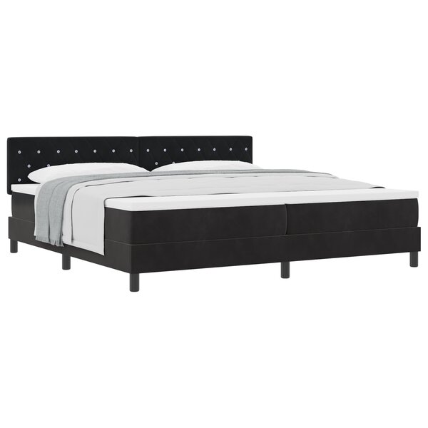 Lit box spring vidaXL avec matelas Noir 200x200 cm Velours